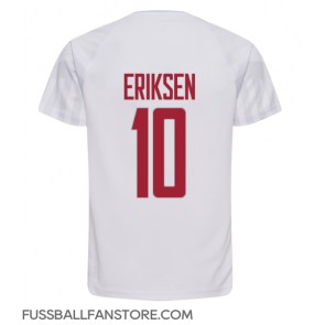 Dänemark Christian Eriksen #10 Replik Auswärtstrikot WM 2022 Kurzarm